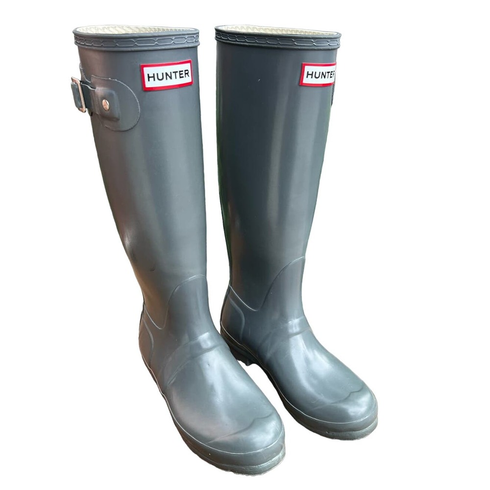 Hunter Women's Bota Original Tall Gloss Graphite Knee-High Rain Boot Size 6